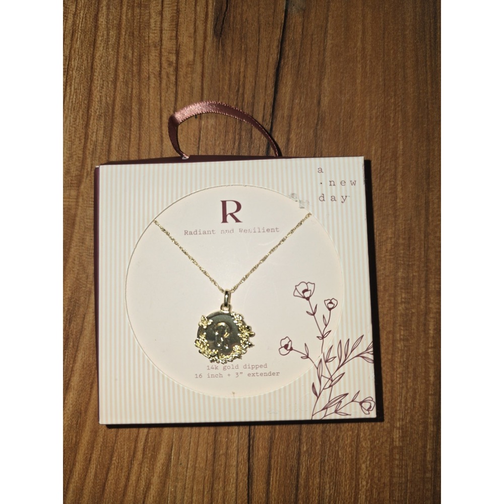 A New Day 14K Gold Dipped Radiant Resilient Letter R Pendant Necklace 16+3in